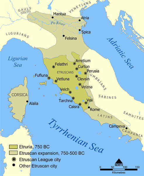 Etruria. Expansión desde el siglo VIII al VI a.e.